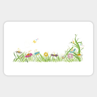 Colorful daisy field in spring time Sticker